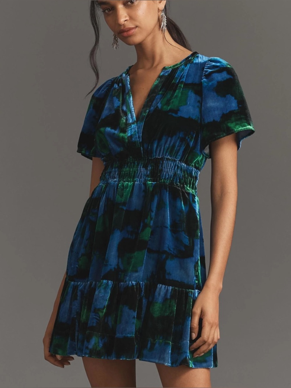 Anthropologie Somerset Velvet Floral Mini Dress Size 3X